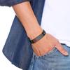 Vnox Personalized Engrave Medical Alert ID Bracelets for Men, Black Stainless Steel Male Wristband Jewelry, Length Adjustable