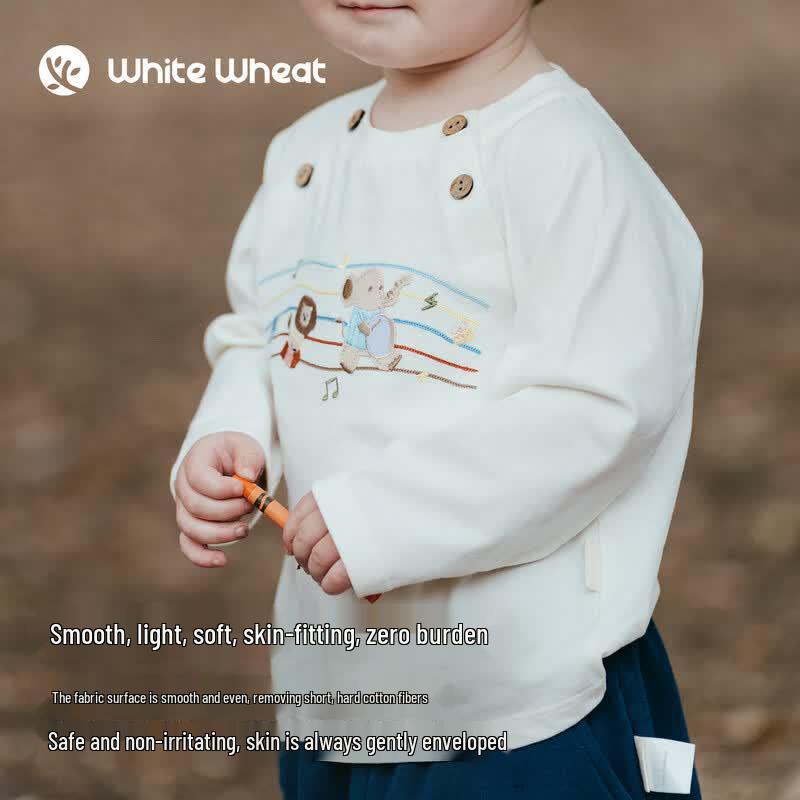 Kids' Pure Cotton Embroidered Long-Sleeve T-Shirt