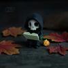 Dark Healing Decor Style Halloween Ornament, Mini 3D Printed Hooded Skull Bookshelf Sculpture Compact Exquisite Details Sculpture, for Desk Decoration