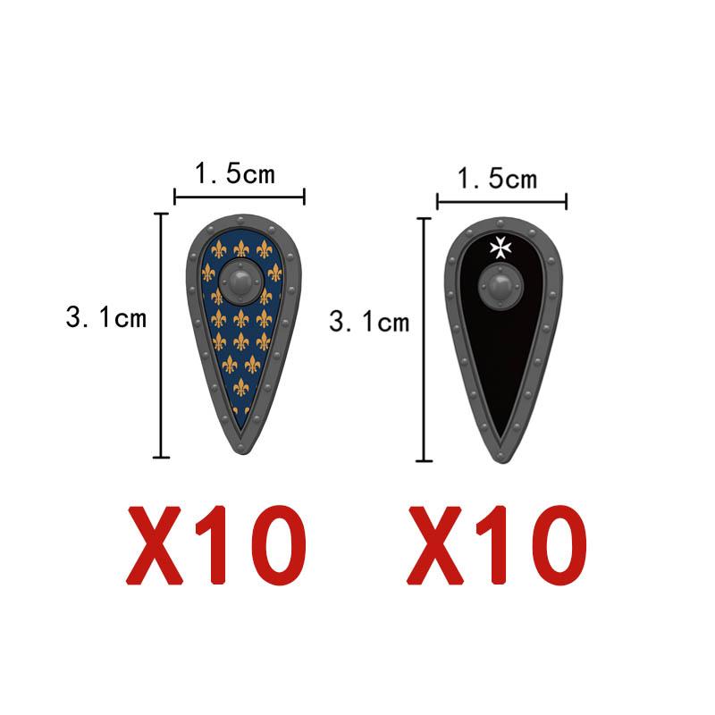 MOC Mittelalterliche Bausteine Charakter Ritter Krieger Zubehörset Helm Schulterrüstung Schild Bogen Pfeil Stein Geschenk Spielzeug X022