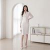 Style Latte Women S CHiffon Color SleeVeS V Neck H Line dreSS Work Outfit eVent