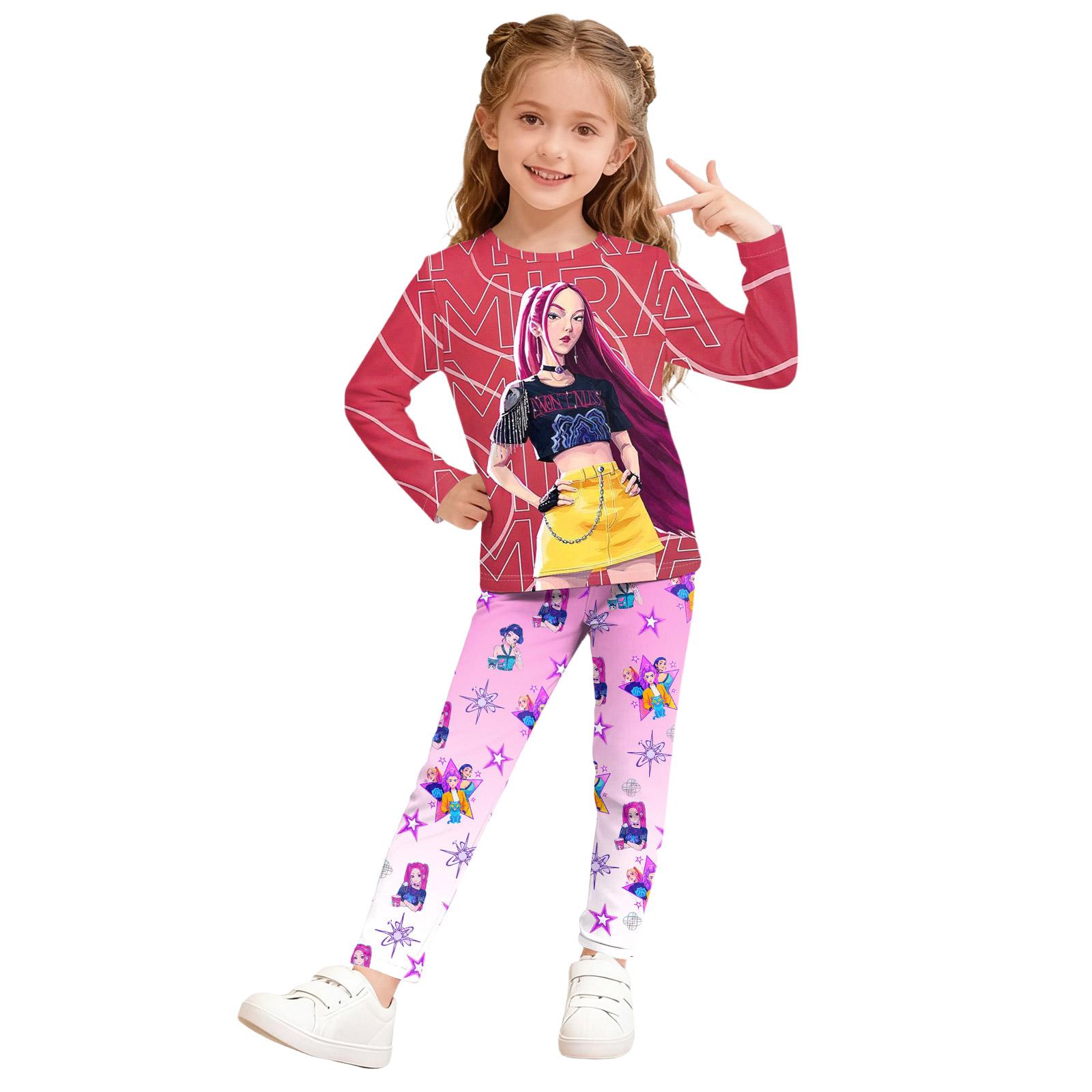 

Children s Fashion Suit Skirt Round Neck Long Sleeve Top Pants 110