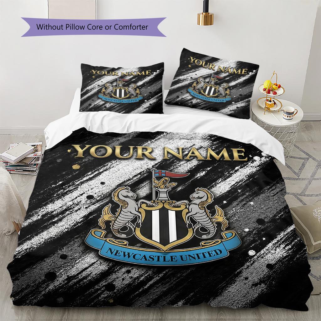 Custom Name Newcastle United Pattern Bedding Quilt Set  Home Decoration  Gift (1 * duvet cover + 2 * pillowcase  without core)