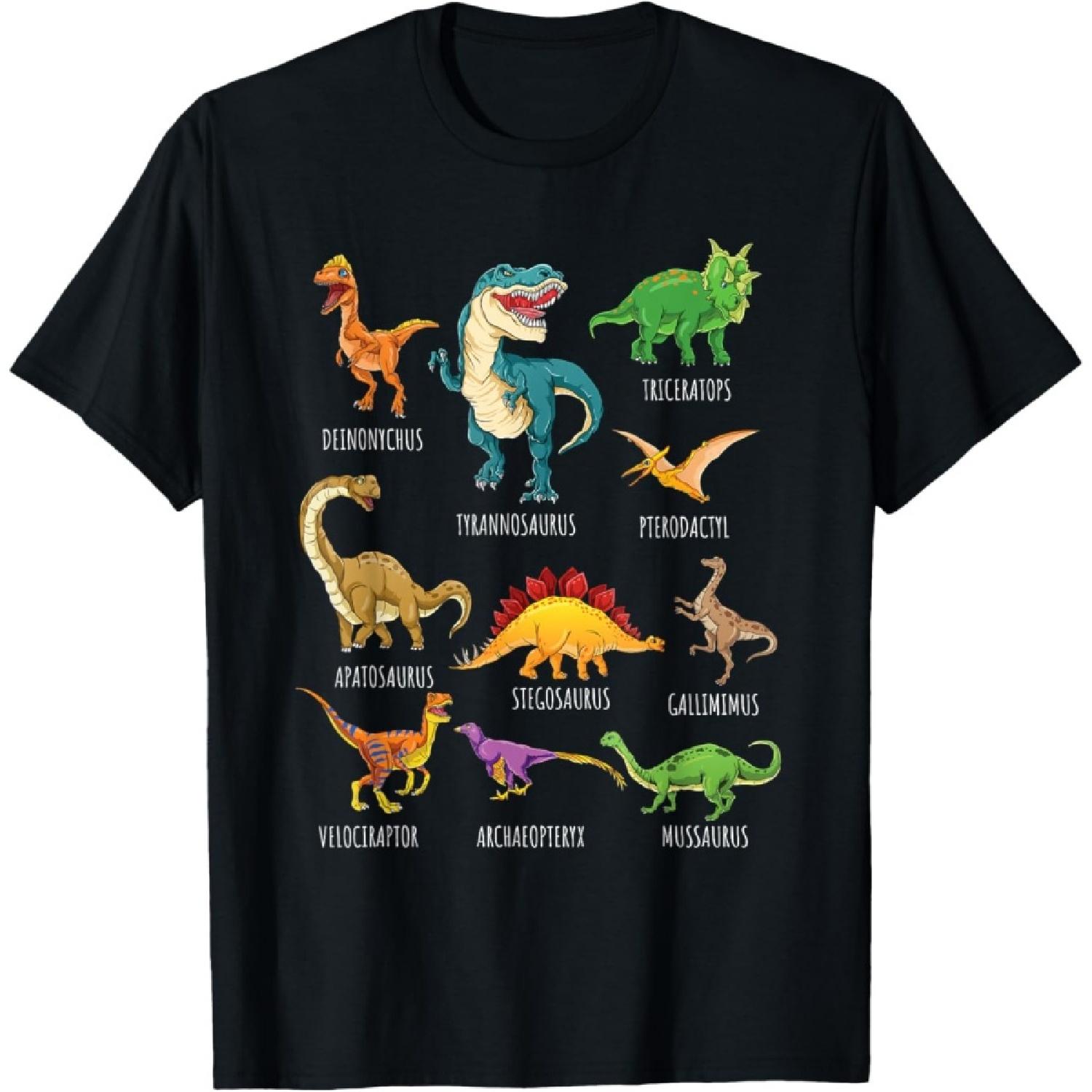 Types Of Dinosaurs Graphics Dino Identification T-Shirt S