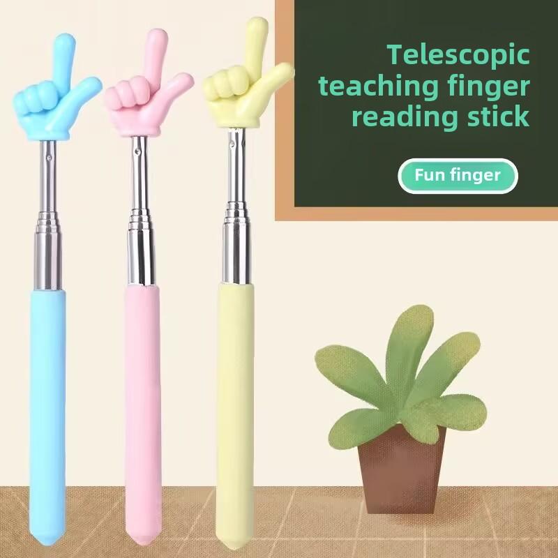 Unisex Retractable Finger Reading Stick Cute Teacher Design Baton for Early Childhood Whip Reading Tool