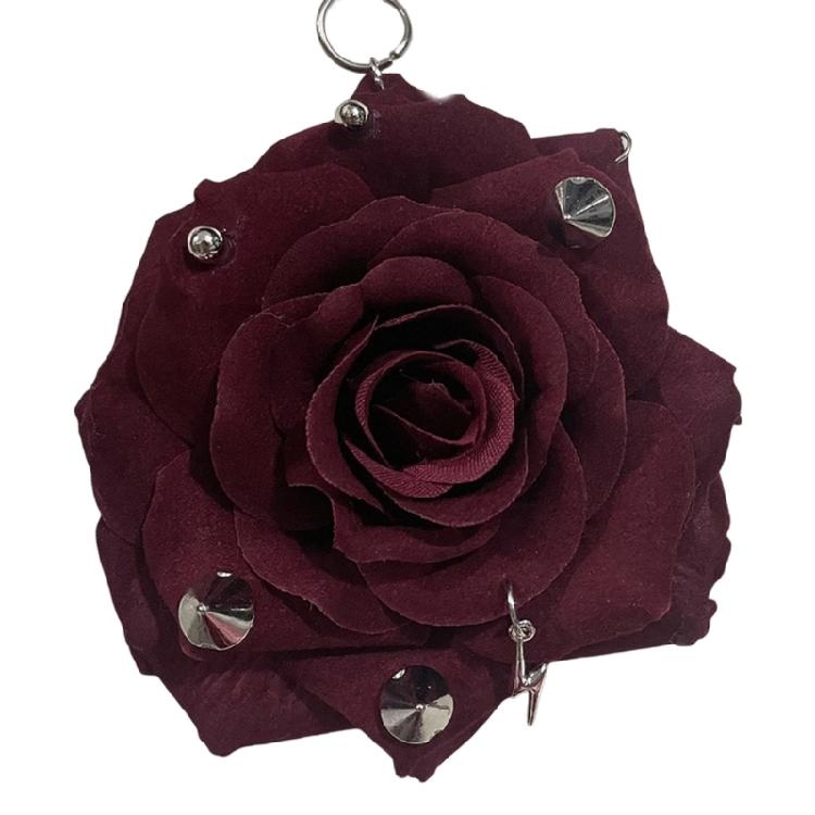 Modern Rose Keyring Studded Design With Sparkling Rivets Stylish Keychain For Everyday Carry or Special Occasion