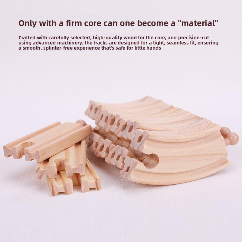 Wooden Train Track Set With 46 Pieces For Kids Educational Play And Imaginative Building