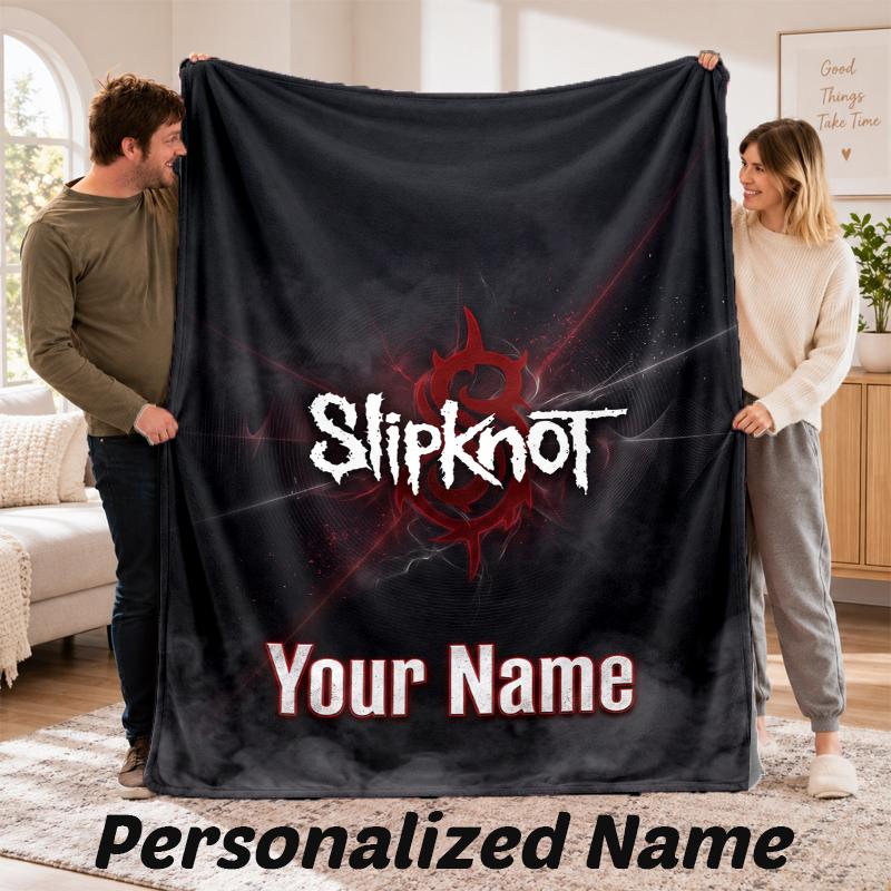 Slipknot Personalized Flannel Blanket Custom Name Text Soft Throw Blanket Home Decor
