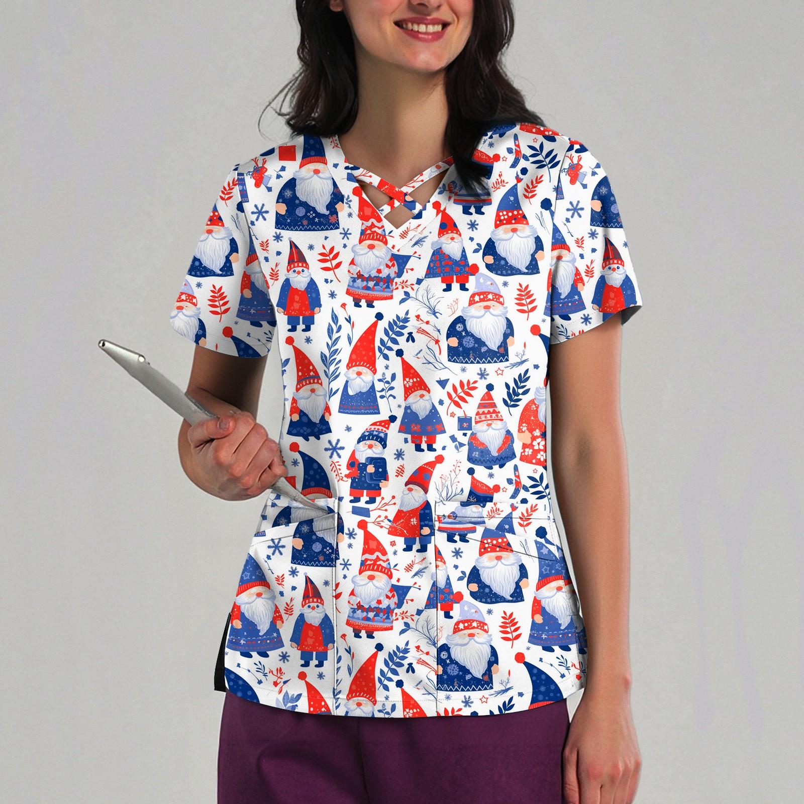 

Women s Loose Independence Day Printed Top Short Sleeve T-shirt Pullover XL білий