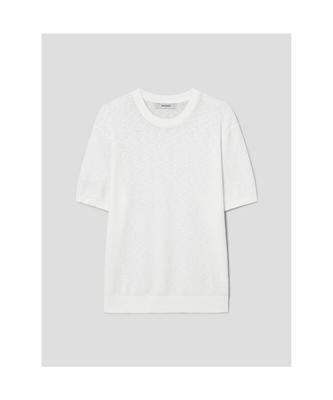Slub Round Neck Short Sleeve Knit - White