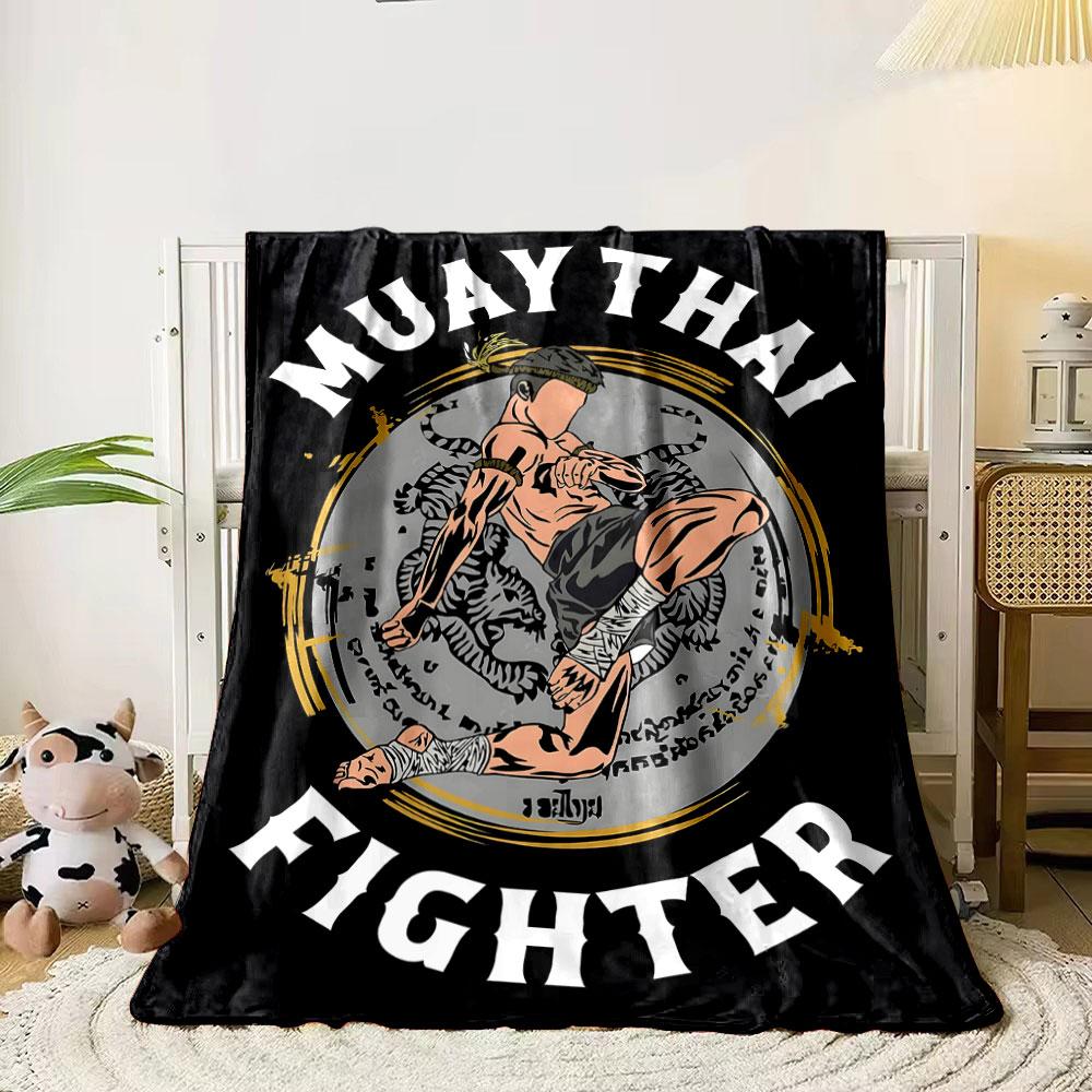 Koc Wojownika Muay Thai Koc do sypialni Koc do salonu Kanapa Koc na przerwę obiadową Miękki koc dla Przyjaciela Festiwal Prezent