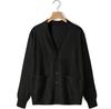 Japanese Style V-Neck Long Sleeve Knit Cardigan - Solid Color Academy Uniform
