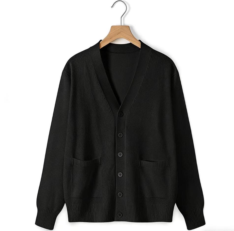 Japanese Style V-Neck Long Sleeve Knit Cardigan - Solid Color Academy Uniform