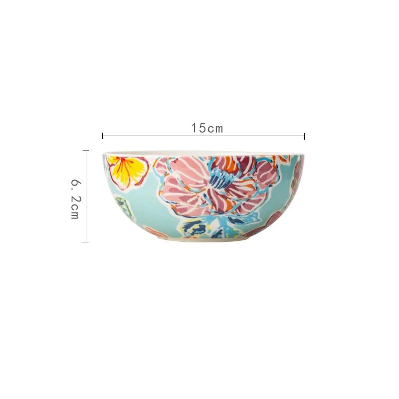 Piatti in Ceramica con Fiori Creativi Piatto da Bistecca per Ristoranti di Lusso Ciotole Deliziose per Ramen per la Casa Stoviglie Rotonde Raffinate