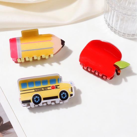 Hair Claw No Slipping Strong Grip Medium Size Back Head Hair Clip Pencil School Bus Design Shark Hair Clip Versatile Hair Accessory