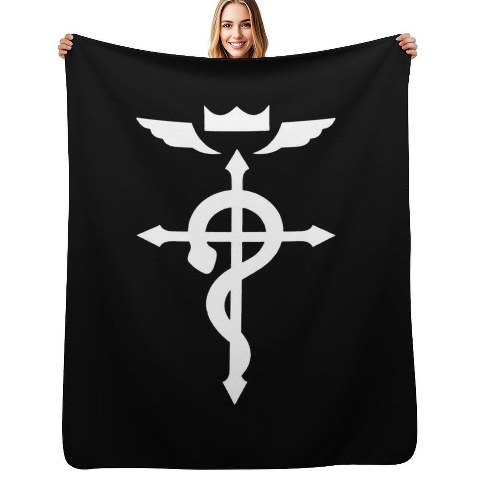 Edward Elric Crest Throw Blanket Color Fast Cozy Throw Blanket Size: 75*100cm, Weight: 230 GSM