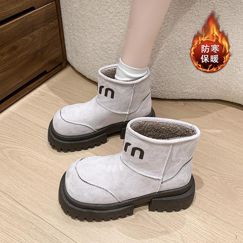 

Европейская зима 2024 года, новые матовые большие зимние хлопковые сапоги, короткие сапоги, маленькие бархатные сапоги Martin, женские 40