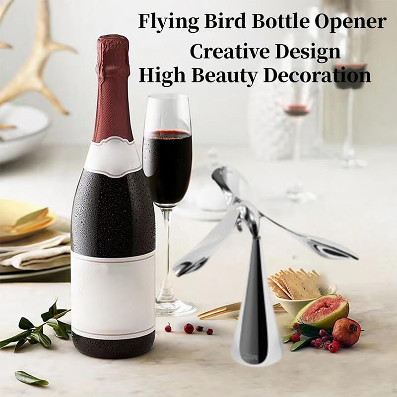 Balanserende Fugl Statue Flaskeåpner, Skulpturelt Bartilbehør Hjemmedekor Balanserende Fuglefigur Dekorative Ornamenter