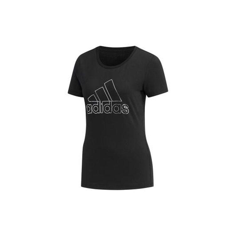 Adidas T Shirts Women's Black Crew Neck Moderate Straight Fit DY8680