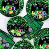 128pcs Video Game Party Supplies, Gaming Themed Tableware Set - Plates Paper Cups Banner etc Gaming Birthday Party Supplies