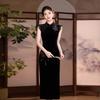 Black sleeveless velvet new Chinese Suzhou long autumn improved cheongsam 1011 new young women's high sense