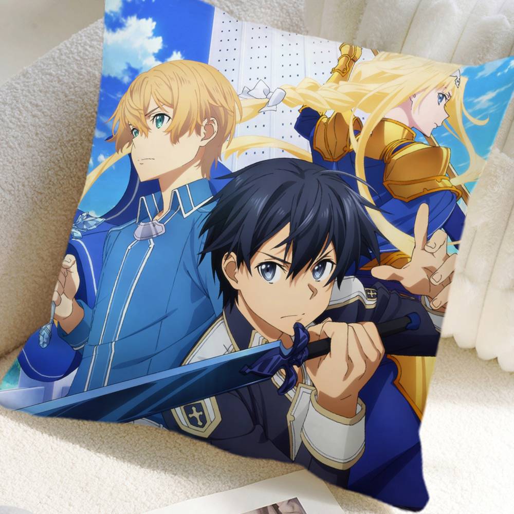 Sword Art Online Anime Pillow Case Square Pillow Bedroom Sofa Leisure Comfort Cushion Car Home Decoration