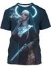 Men's  with Smoking Nun 3D Graphic T-Shirt Black Casual Summer Tee Short Sleeves Polyester  Streetwear T-Shirts Vintage Clothing