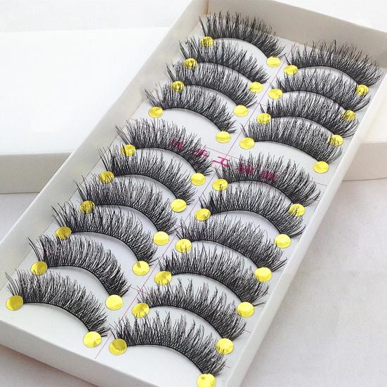 10 Pairs Thick Crossing Long Natural Looking Fake Eyelashes Make Up False Lashes