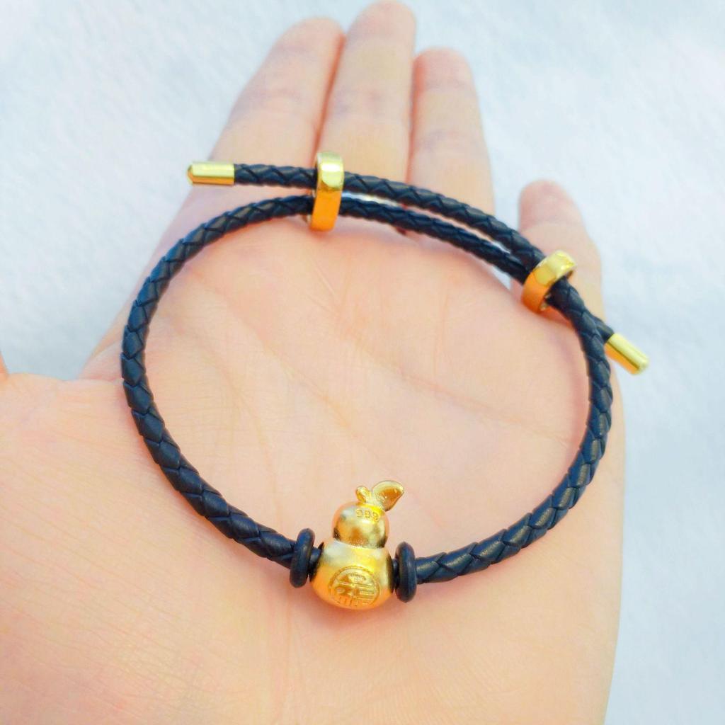 Vietnamese Gold-Plated Gourd Bracelet with Red String and Copper Accents for Couples