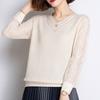 Casual Knitted Sweater for Women Thin and Cut-out Pullover Stylish and Loose Casual V-neck Sweater