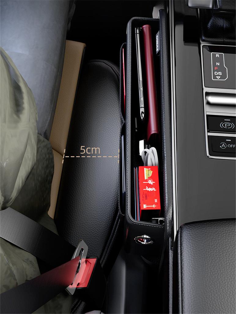 PU Leather Car Console Side Seat Gap Filler Front Seat Organizer for Cellphone Key Coins Stop Dropping between Seats Black