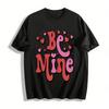 Retro Style Be Mine Heart Print Couple Casual Crew Neck T-Shirt Pure Cotton T-shirt