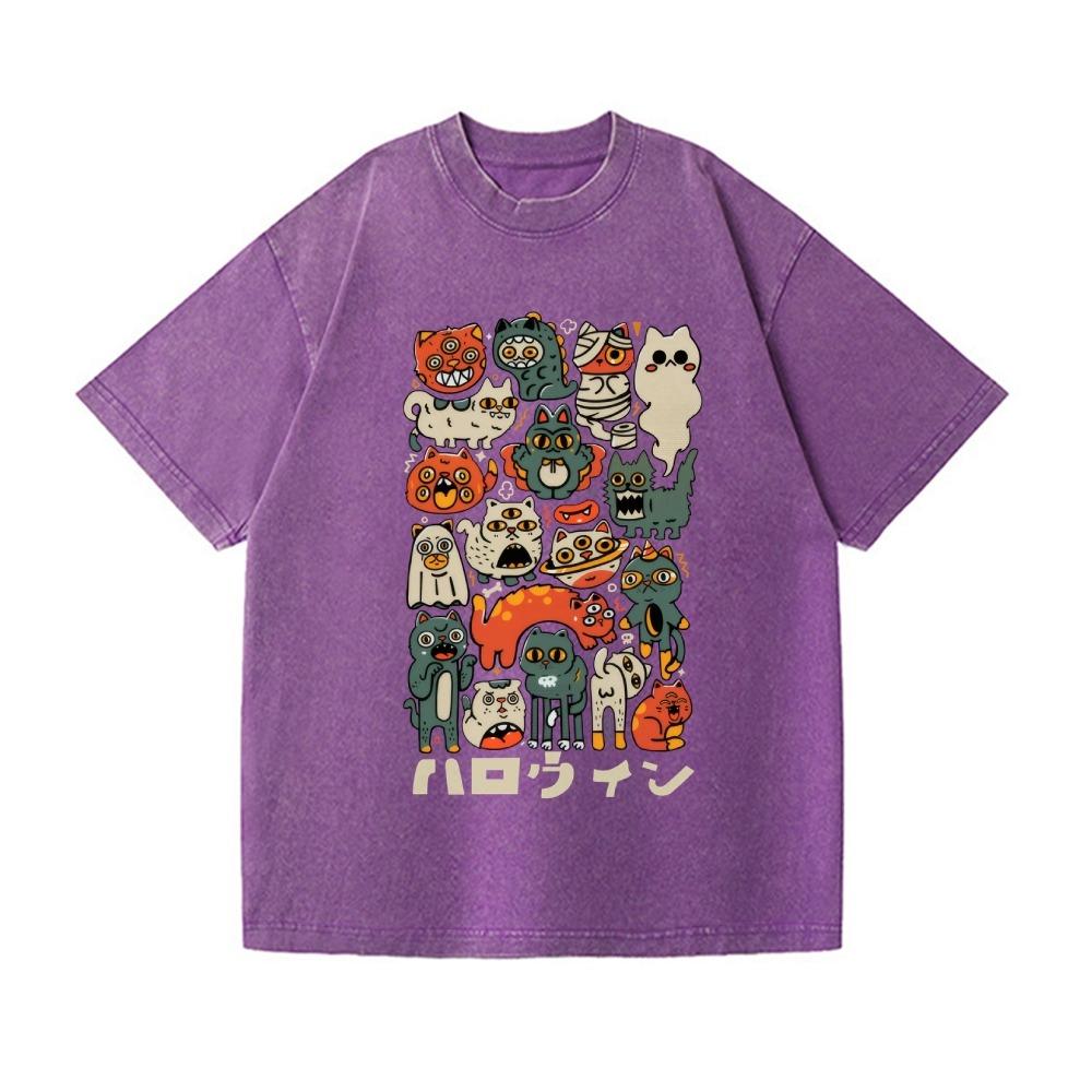 Vintage Wash Japanese Design T-Shirt Holiday Short Sleeve Round Neck Harajuku Sports Tunics Summer Man Loose Fit Clothings