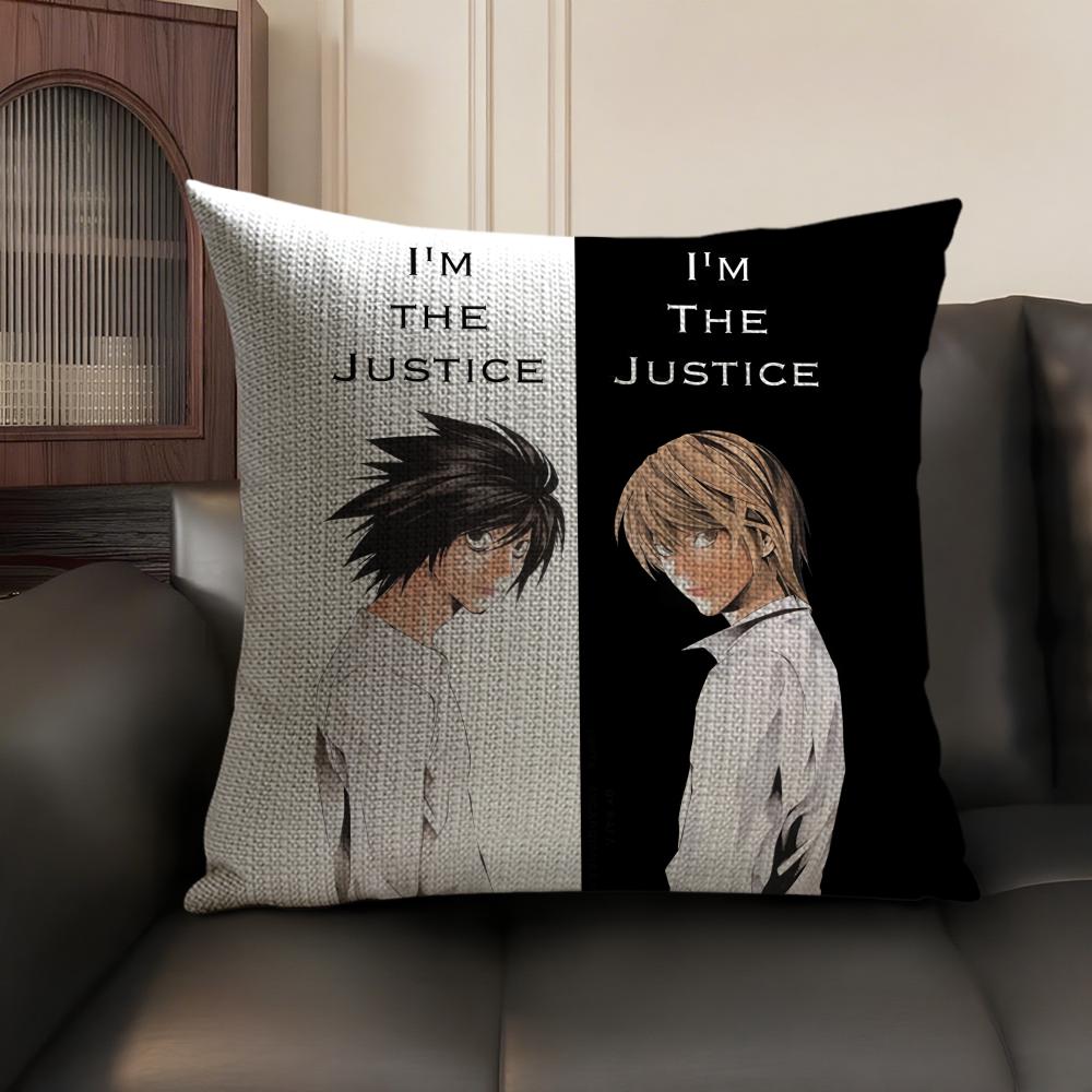 Anime DDeath NNote Cushion Cover Natural Linen Organic Fabric DoubleSided Printing Sofa Home Decor Gift Pillow Case
