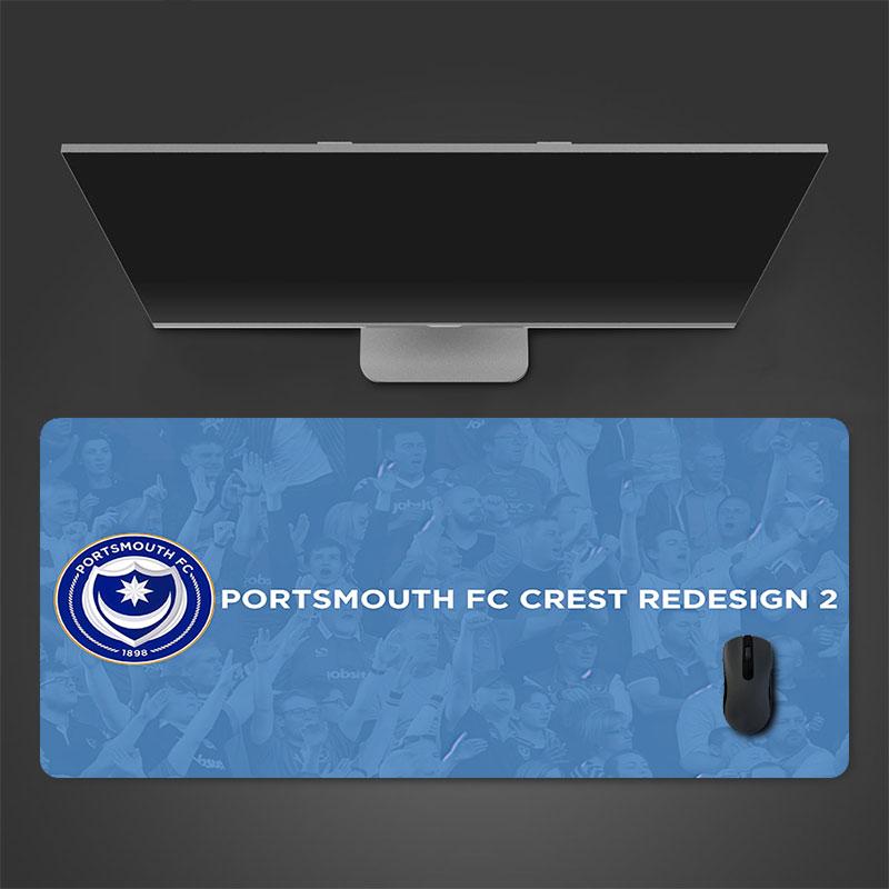 Portsmouth FC Art Mouse Pad, Large Gaming Desk Mat, Non-slip XXL Mousepad for Laptop & Tablet, Mini PC Playmat with Stitched Edges