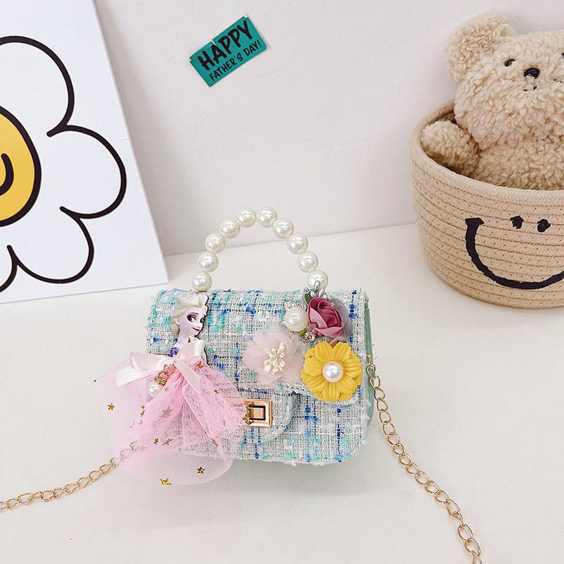 Trendy Waterproof Cotton Childrens Handbag With Soft Lining And Cute Designs Princess Blue