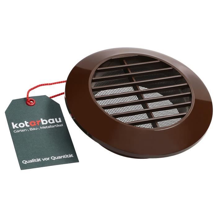 Grille D'aération - KOTARBAU - Ronde - Diamètre 100 Mm - Plastique Marron - Moustiquaire Intégrée