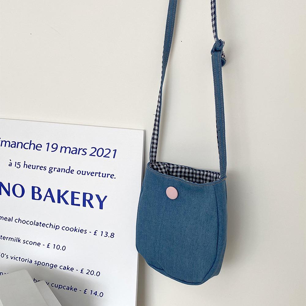 Double-sided Available Crossbody Phone Pouch Cute Grid Shoulder Bag Casual Small Square Bag  Travel