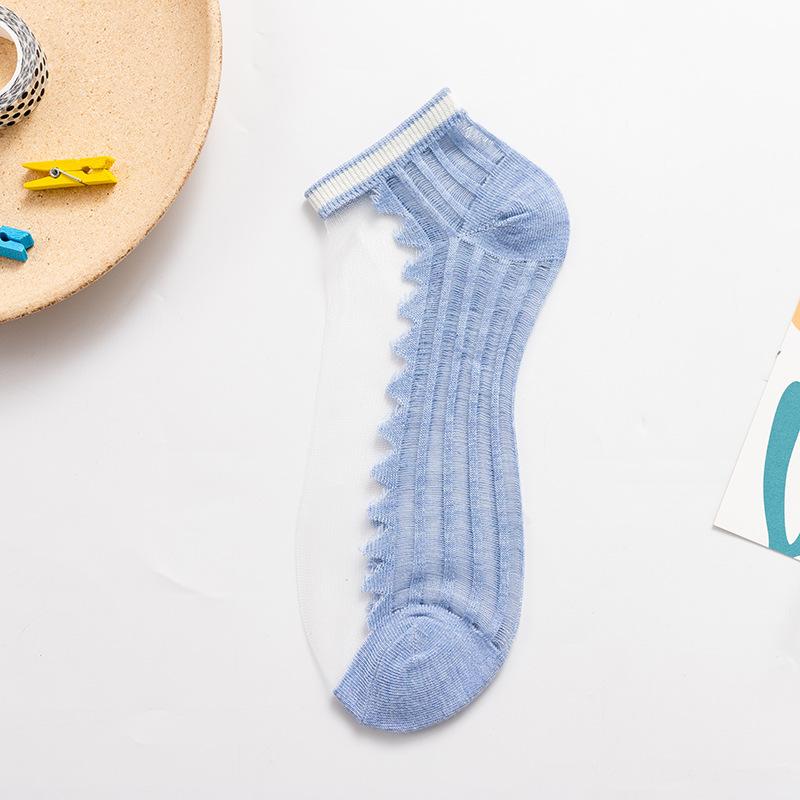 10 Pairs of Women's Summer Thin Style Lace Shallow Mouth Invisible Glass Silk Socks