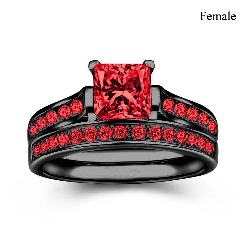 Fashion Couple Rings For Women Exquisite Rhinestones Zirconia Rings Set Simple Men Stainless Steel Rings Wedding Band Jewelry