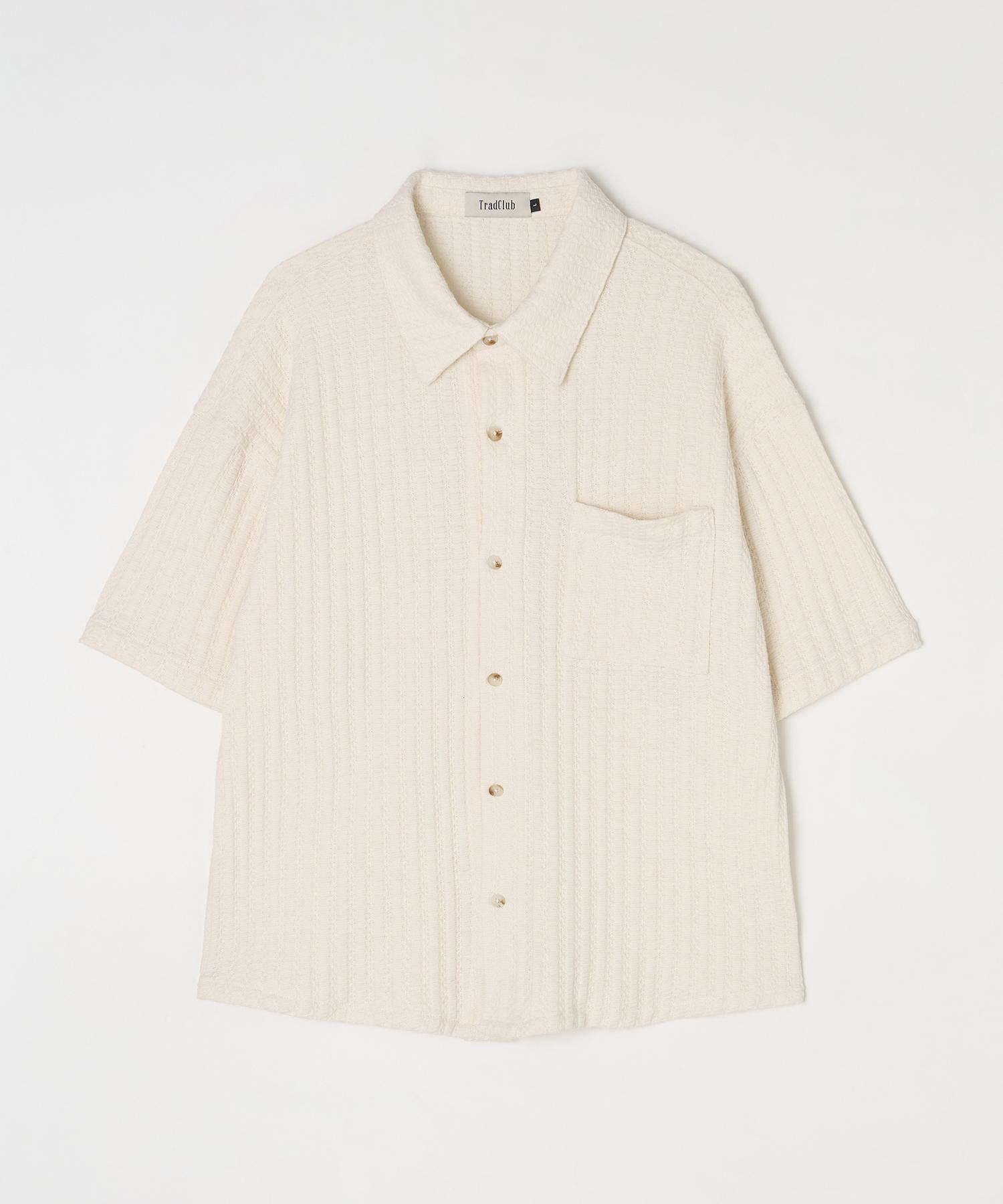 Trade Club Oversized Crochet Shirt Ivory Ivory/L