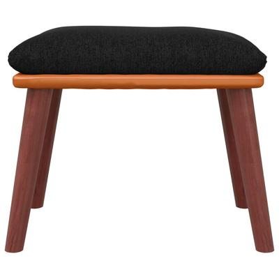 Footstool Black 45 X 29.5 X 35 Cm Fabric and Faux Leather