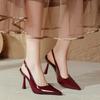 Pointed high heels, thin heels, sexy bag head sandals 2025 new large size women's shoes 4142 one-word with empty single shoes