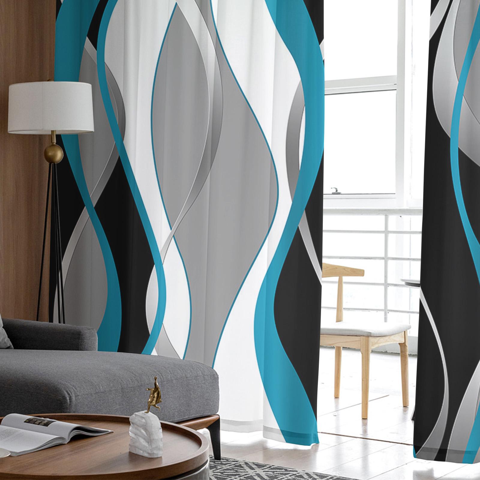 Объемный абстрактный градиент бирюзовый вуаль прозрачные шторы гостиная окно тюль — фото 4