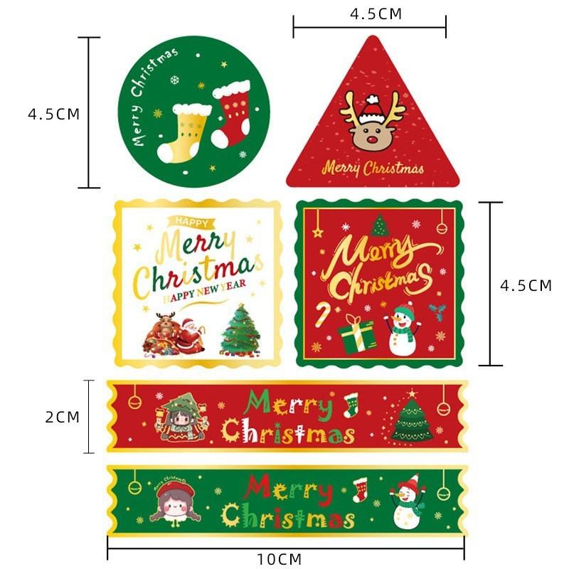 

10 Sheets Hot Stamping Seal Sticker Christmas Xmas Party Gift Bag Box Decoration Cartoon Stickers Baking Packaging Sealing Other