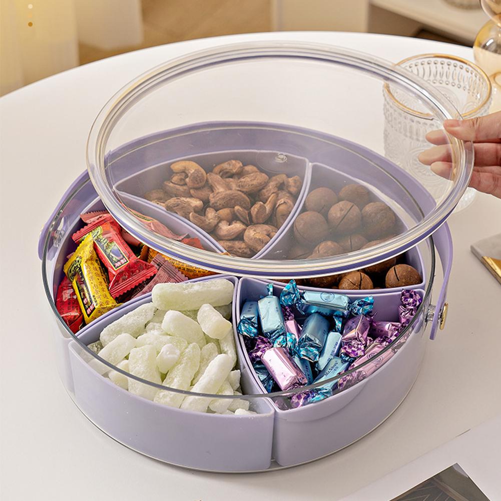 

Clear Divided Serving Tray with Lid and Handle Snack Box Container for Party Entertaining Picnic for Candy Fruit Nuts Snack China Mainland