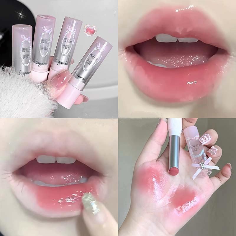 Punk Brown Mirror Water Solid Lip Gloss Moisturizing Mirror Glass Jelly Lipstick Non Stick Cup Water Light Clear Lip Tint Makeup