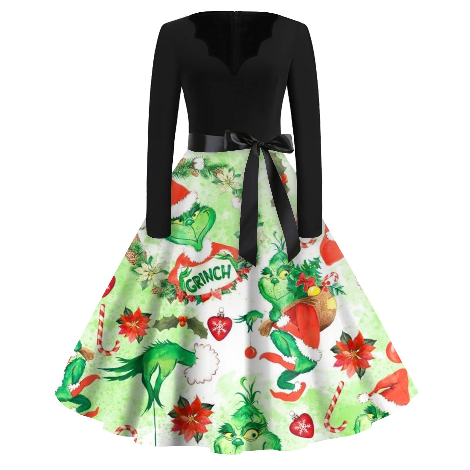 

Женское модное платье с V-образным вырезом, повседневное, приталенное, с рождественским принтом, с длинным рукавом XXXL