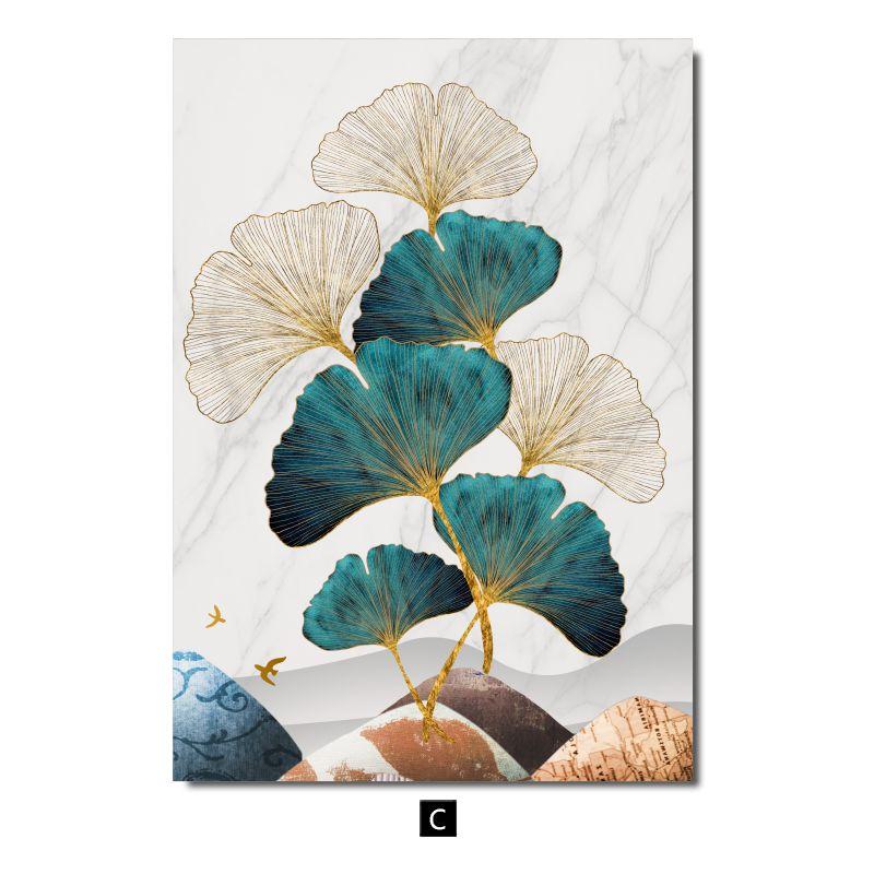 

Золотистые, синие листья, птица, олень, постер, холст, картина для гостиной, картина, домашний декор, скандинавский мрамор, абстрактная настенная художественная печать 21x30cm No Frame