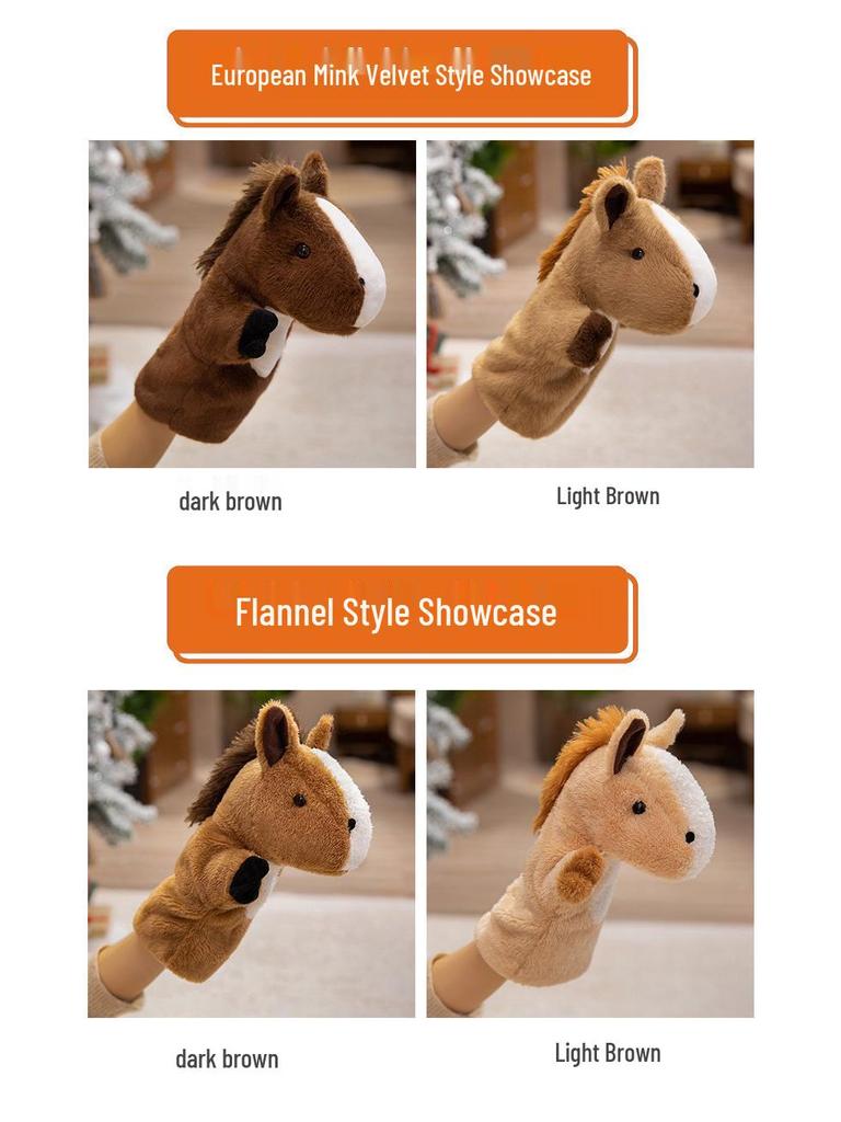Cartoon Pony Hand Puppet Plush Toy - Interactive Parent-Child Cloth Doll